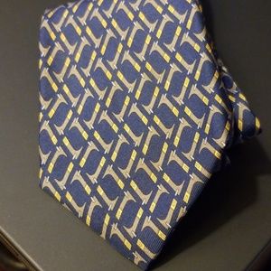 Hermes Mens Tie Navy & Gold
